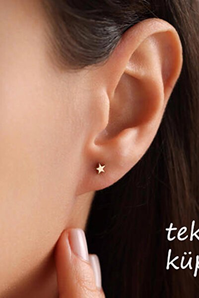 Bayar Gold 14 Ayar Altın Star Tekli Küpe