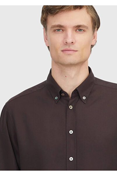 Ramsey Brown Plain Woven Casual Shirt
