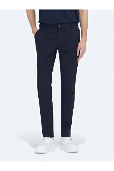 Kip Παντελόνι από βαμβακερό μείγμα καθημερινής εφαρμογής με υφή Navy Blue
