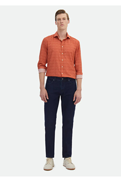 Ramsey Orange Printed - 100% Cotton Regular Fit Casual Shirt
