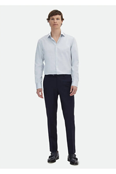 Ramsey Ανοιχτό γκρι ριγέ πουκάμισο κλασικής εφαρμογής από 100% βαμβάκι