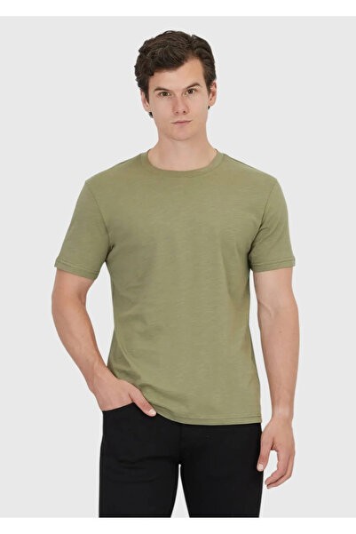 Ramsey Khaki Plain Crew Neck 100% Cotton T-Shirt