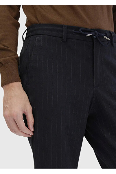 Ramsey Παντελόνι από 100% βαμβάκι με ρίγες μπλε Navy