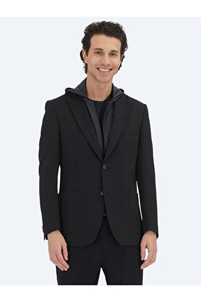 Kip Чорний прямий сучасний трикотажний піджак