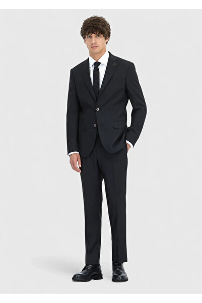 Ramsey Anthracite Patterned Modern Fit Wool Blend Suit