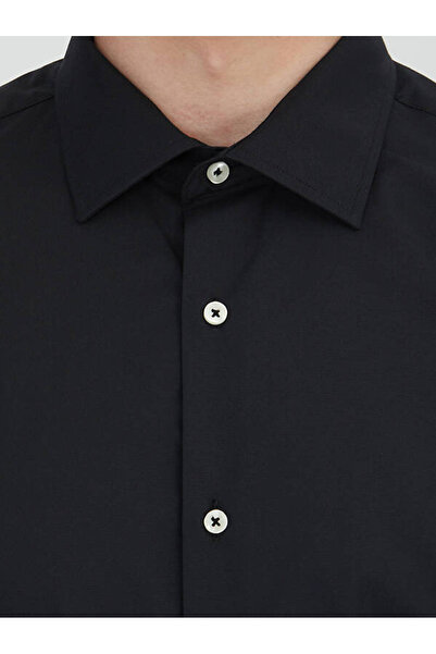 Kip Μαύρο πουκάμισο με κλασικό βαμβακερό ύφασμα με κανονική εφαρμογή