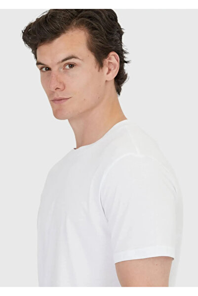 Ramsey White Plain Crew Neck 100% Cotton T-Shirt