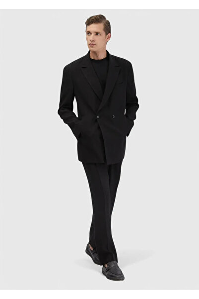 Ramsey Siyah Düz Zeroweight Slim Fit Yün Karışımlı Takım Elbise