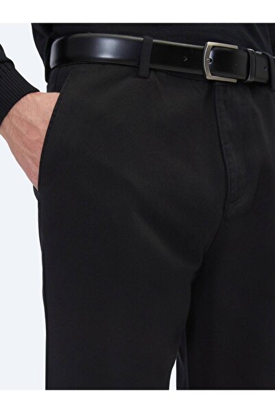 Kip Μαύρο υφαντό παντελόνι με χαλαρή εφαρμογή, casual βαμβακερό παντελόνι