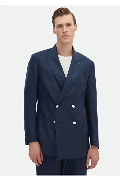 Ramsey 100% Linen Navy Blue Slim Fit Suit