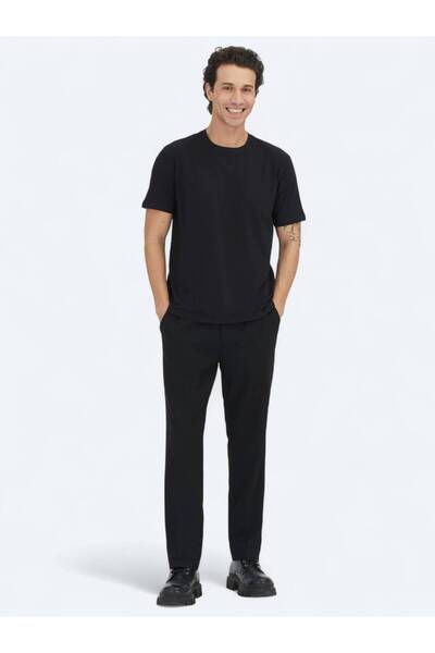 Kip Black Plain Crew Neck 100% Cotton T-Shirt
