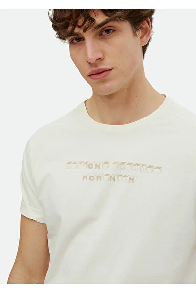 Ramsey Μπλουζάκι Ecru Crew Neck 100% βαμβακερό - εμπριμέ