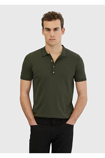 Ramsey Хакі поло з круглим коміром, прямий трикотаж