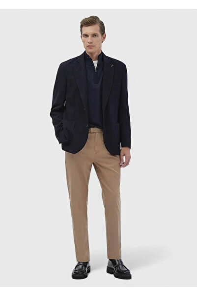 Ramsey Πλεκτό μπουφάν με μοτίβο σε μπλε ναυτικό χρώμα εφαρμοστό από μαλλί μεικτό