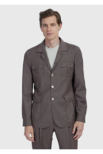 Ramsey Light Brown Plain Shirt Shoulder Slim Fit 100% Wool Jacket