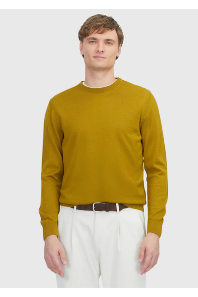 Ramsey Pulover din tricot din amestec de lână cu gât rotund Safran