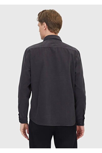 Ramsey Πουκάμισο από 100% βαμβάκι από ανθρακί μονόχρωμο βελούδο casual