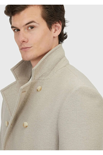 Ramsey Mink Regular Fit Double Breasted Collar Casual Woven Coat