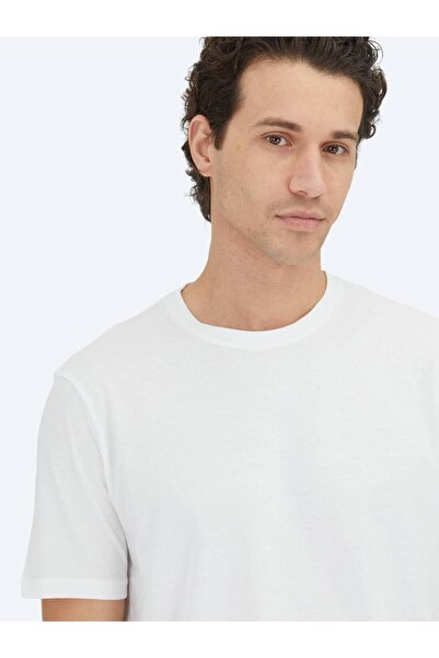 Kip White Plain Crew Neck 100% Cotton T-Shirt