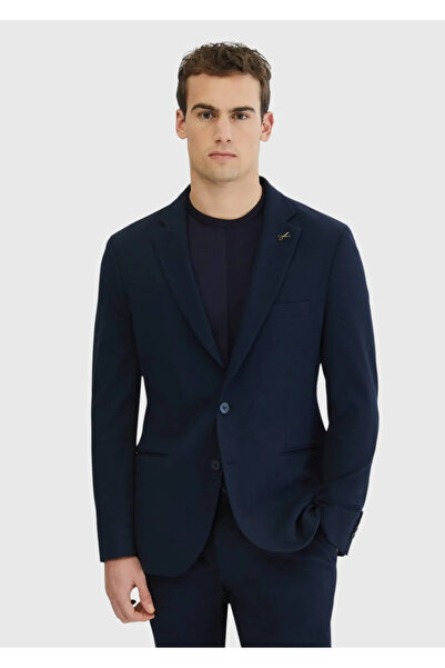 Ramsey Navy Blue Plain Comfort Fit Knitted Suit