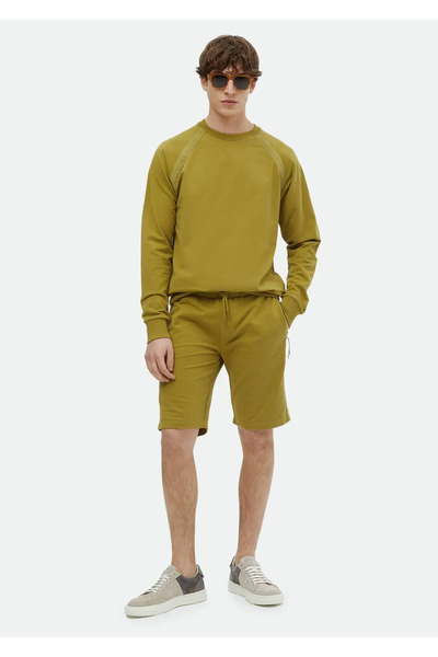 Ramsey Λαδιό πράσινο μονόχρωμο φούτερ με λαιμόκοψη