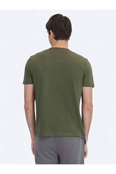 Kip Khaki Printed Crew Neck 100% Cotton T-Shirt