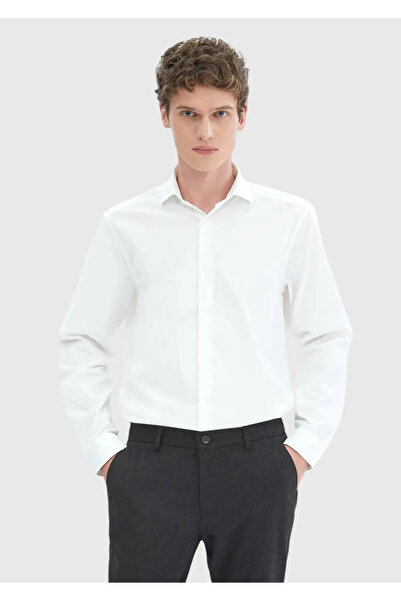 Ramsey Біла гладка тканина Casual Fit Кашемір Casual 100% бавовна Сорочка