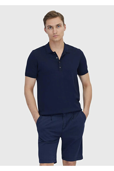 Ramsey Синій поло з коміром, прямий трикотаж