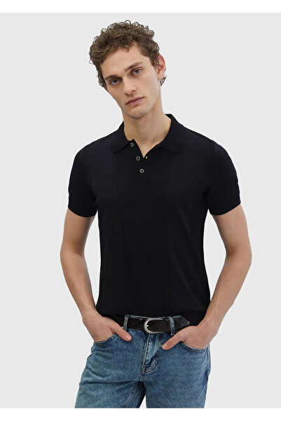 Ramsey Чорний поло з жакардовим трико