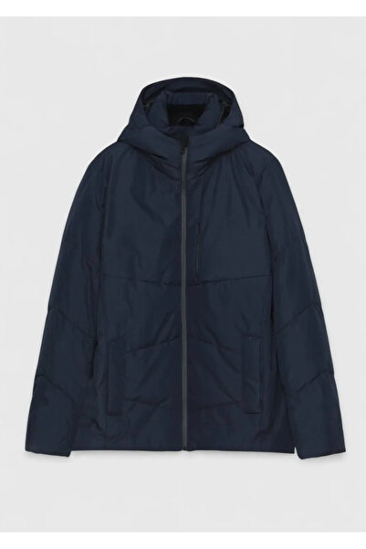 Ramsey Navy Blue Regular Fit Hooded Casual Woven Coat