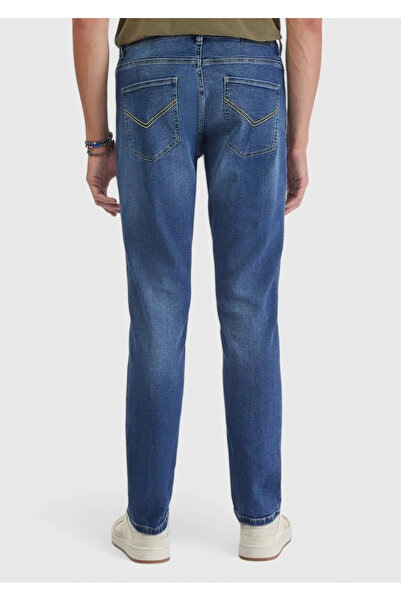 Ramsey Indigo Straight Slim Fit Denim Cotton Blend Pants