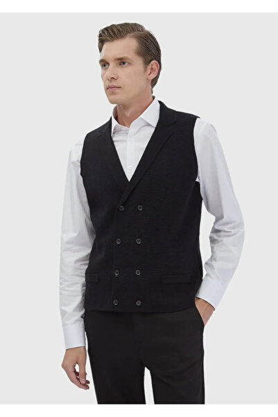 Ramsey Vestă neagră tricotată simplă