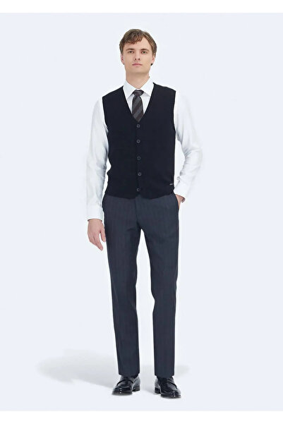 Ramsey Black Regular Fit V-Neck Casual Knitted Sweater Vest