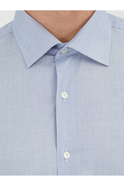 Kip Πουκάμισο από κλασικό βαμβακερό μείγμα υφαντό σε σκούρο μπλε ναυτικό χρώμα