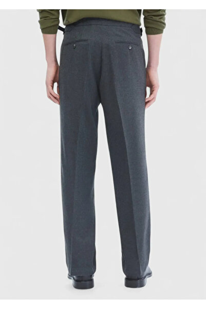 Ramsey Ανθρακί ίσιο υφαντό παντελόνι Loose Fit Casual