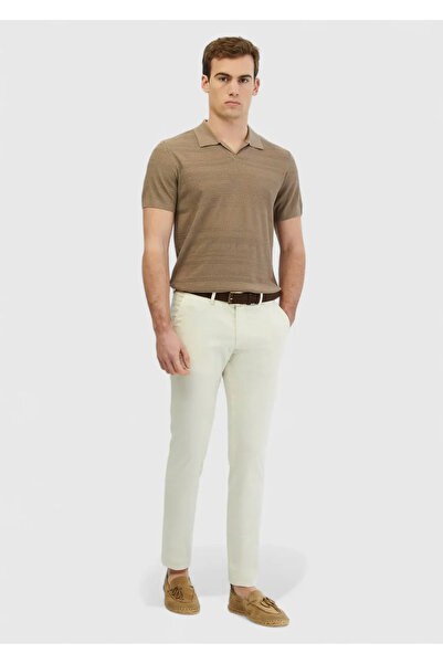 Ramsey Ecru Straight Woven Regular Fit Casual Trousers