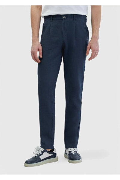 Ramsey Anthracite Plain Woven Jogging Fit Casual 100% Linen Trousers