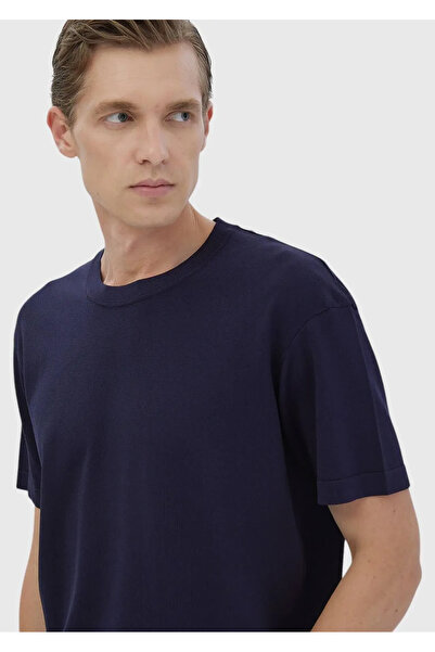 Ramsey Ναυτικό μπλε πλεκτό πουλόβερ με απλό λαιμό πληρώματος