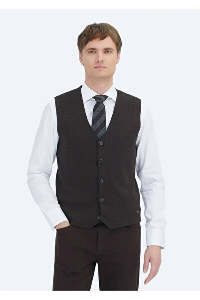 Ramsey Brown Regular Fit V-Neck Casual Knitted Sweater Vest