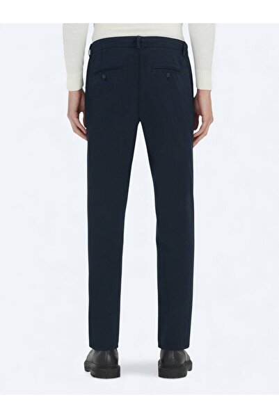 Kip Pantaloni casual din amestec de bumbac, cu țesătură bleumarin, cu potrivire relaxată