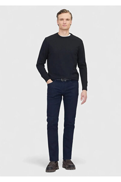 Ramsey Πλεκτό πουλόβερ μαύρο με λαιμόκοψη μασίφ πλεκτό μαλλί