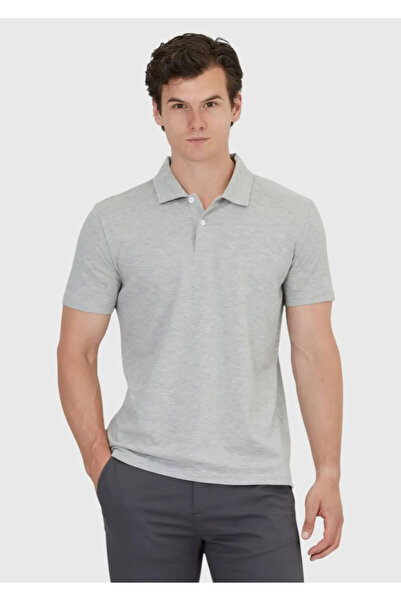 Ramsey Відкритий сірий поло з круглим коміром, 100% бавовна, футболка