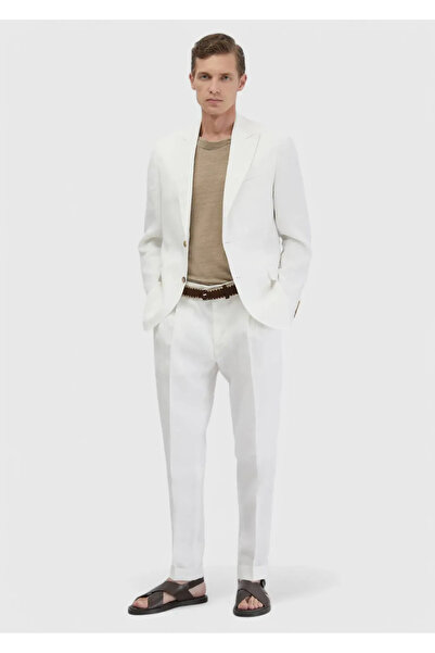 Ramsey White Plain Zeroweight Slim Fit 100% Linen Suit