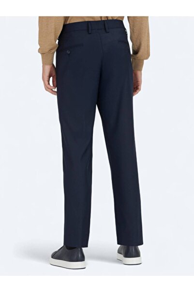 Kip Μπλε Navy Straight Woven Casual παντελόνι με κανονική εφαρμογή