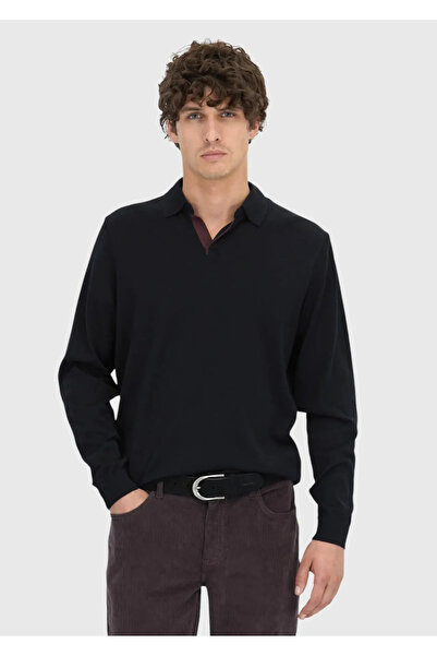 Ramsey Black Polo Neck Plain Sweatshirt