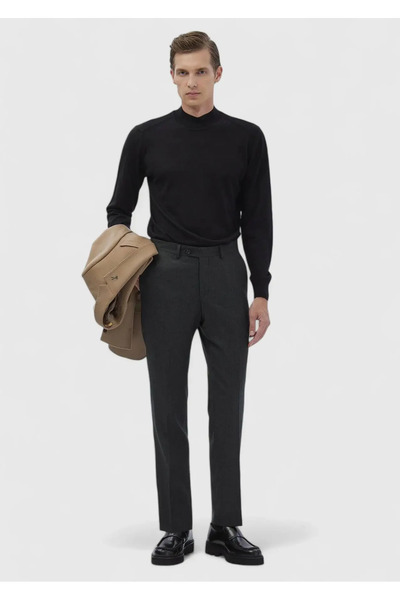 Ramsey Темно-зелена пряма тканина Regular Fit Класичні штани зі 100% вовни