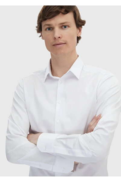 Ramsey Super Slm Fit Біла тканина Класична бавовняна сорочка