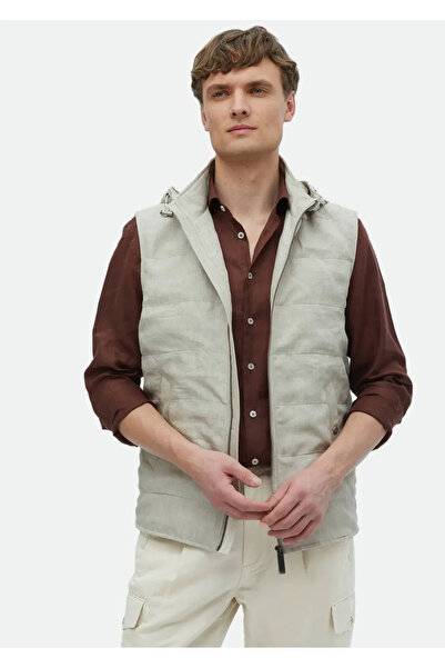 Ramsey 100% лляний спортивний жилет кольору екрю - знімний капюшон