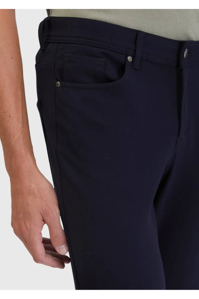 Ramsey Темно-сині прямі трикотажні брюки вільного крою