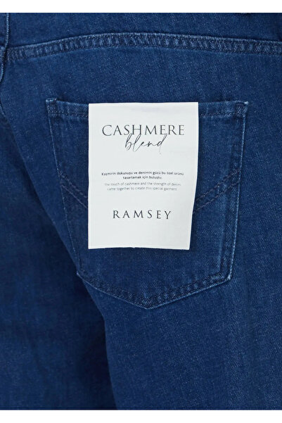 Ramsey Blue Straight Slim Fit Denim Cotton Blended Trousers